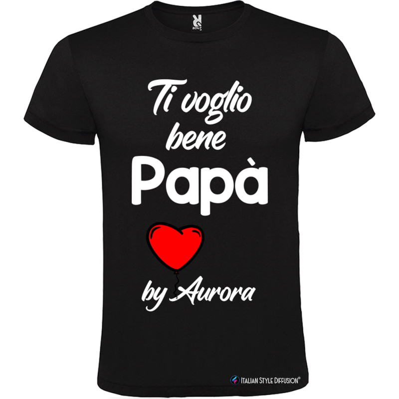 T-shirt con Stampa Ti Voglio Bene Papà e Cuore