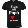 T-SHIRT CON STAMPA TI VOGLIO BENE PAPÀ E CUORE COLORE NERO