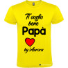 T-SHIRT CON STAMPA TI VOGLIO BENE PAPÀ E CUORE COLORE GIALLO