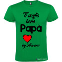 T-SHIRT CON STAMPA TI VOGLIO BENE PAPÀ E CUORE COLORE VERDE