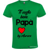 T-SHIRT CON STAMPA TI VOGLIO BENE PAPÀ E CUORE COLORE VERDE