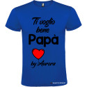 T-SHIRT CON STAMPA TI VOGLIO BENE PAPÀ E CUORE COLORE BLU ROYAL