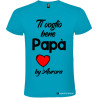 T-SHIRT CON STAMPA TI VOGLIO BENE PAPÀ E CUORE COLORE TURCHESE