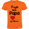 T-SHIRT CON STAMPA TI VOGLIO BENE PAPÀ E CUORE COLORE ARANCIO