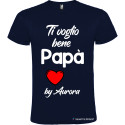 T-SHIRT CON STAMPA TI VOGLIO BENE PAPÀ E CUORE COLORE BLU NAVY