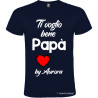 T-SHIRT CON STAMPA TI VOGLIO BENE PAPÀ E CUORE COLORE BLU NAVY