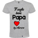 T-SHIRT CON STAMPA TI VOGLIO BENE PAPÀ E CUORE COLORE GRIGIO