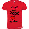 T-SHIRT CON STAMPA TI VOGLIO BENE PAPÀ E CUORE COLORE ROSSO