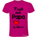 T-SHIRT CON STAMPA TI VOGLIO BENE PAPÀ E CUORE COLORE ROSA FUCSIA