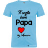 T-SHIRT CON STAMPA TI VOGLIO BENE PAPÀ E CUORE COLORE AZZURRO