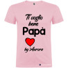 T-SHIRT CON STAMPA TI VOGLIO BENE PAPÀ E CUORE COLORE ROSA