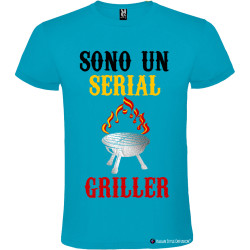 T-shirt personalizzata sono un serial griller Italian Style Diffusion® colore turchese