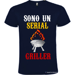 T-shirt personalizzata sono un serial griller Italian Style Diffusion® colore blu navy