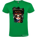 T-SHIRT PERSONALIZZATA NERO TESCHIO COW BOY AMERICA USA COLORE VERDE