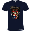 T-SHIRT PERSONALIZZATA NERO TESCHIO COW BOY AMERICA USA COLORE BLU NAVY