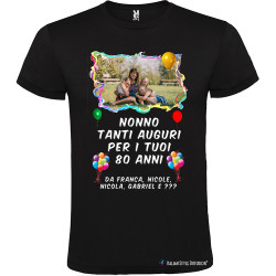 T-shirt personalizzata tanti auguri nonno Italian Style Diffusion® colore nero