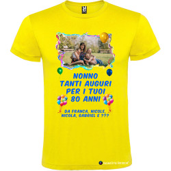 T-shirt personalizzata tanti auguri nonno Italian Style Diffusion® colore giallo