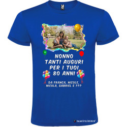 T-shirt personalizzata tanti auguri nonno Italian Style Diffusion® colore blu royal