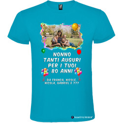 T-shirt personalizzata tanti auguri nonno Italian Style Diffusion® colore turchese