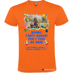 T-shirt personalizzata tanti auguri nonno Italian Style Diffusion® colore arancio