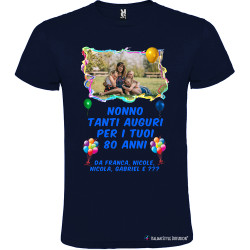 T-shirt personalizzata tanti auguri nonno Italian Style Diffusion® colore blu navy