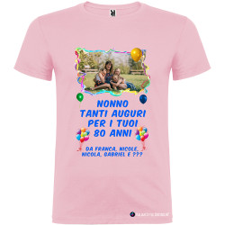 T-shirt personalizzata tanti auguri nonno Italian Style Diffusion® colore rosa