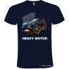 T-SHIRT PERSONALIZZATA CON AUTO HEAVY MOTOR MACHINE COLORE BLU NAVY