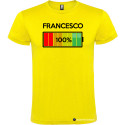 T-SHIRT CON NOME E BATTERIA QUASI CARICA 80 % COLORE GIALLO