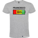 T-SHIRT CON NOME E BATTERIA QUASI CARICA 80 % COLORE GRIGIO