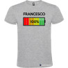 T-SHIRT CON NOME E BATTERIA QUASI CARICA 80 % COLORE GRIGIO