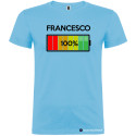 T-SHIRT CON NOME E BATTERIA QUASI CARICA 80 % COLORE AZZURRO