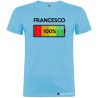 T-SHIRT CON NOME E BATTERIA QUASI CARICA 80 % COLORE AZZURRO