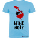 MAGLIETTA PERSONALIZZATA UOMO VINO WINE NOT ? COLORE AZZURRO