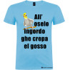 T-shirt personalizzata veneta all'oselo ingordo ghe crepa el gosso colore azzurro
