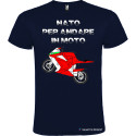 MAGLIETTA PERSONALIZZATA UOMO NATO PER ANDARE IN MOTO COLORE BLU NAVY