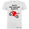 MAGLIETTA PERSONALIZZATA UOMO NATO PER ANDARE IN MOTO COLORE BIANCO