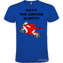 MAGLIETTA PERSONALIZZATA UOMO NATO PER ANDARE IN MOTO COLORE BLU ROYAL