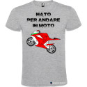 MAGLIETTA PERSONALIZZATA UOMO NATO PER ANDARE IN MOTO COLORE GRIGIO