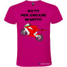 MAGLIETTA PERSONALIZZATA UOMO NATO PER ANDARE IN MOTO COLORE ROSA FUCSIA
