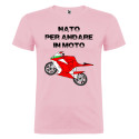 MAGLIETTA PERSONALIZZATA UOMO NATO PER ANDARE IN MOTO COLORE ROSA