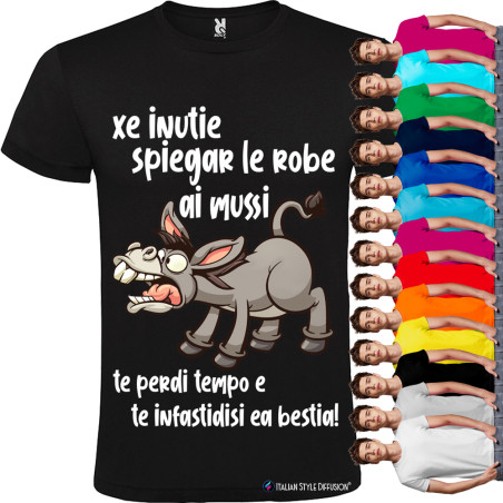 T-shirt personalizzata veneto è inutile spiegare agli asini perdi solo tempo