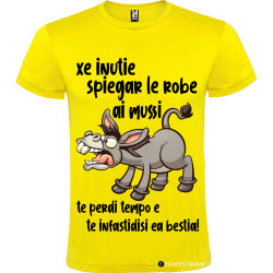 T-shirt personalizzata veneto è inutile spiegare agli asini perdi solo tempo colore giallo
