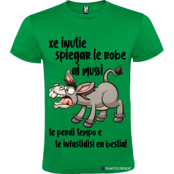T-shirt personalizzata veneto è inutile spiegare agli asini perdi solo tempo colore verde