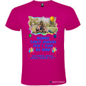 T-SHIRT PERSONALIZZATA TANTI AUGURI COMPLEANNO COLORE ROSA FUCSIA