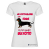 T-SHIRT PERSONALIZZATA DONNA CON BASSOTTO COLORE BIANCO