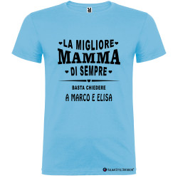 T-shirt personalizzata per la festa della mamma La migliore mamma di sempre azzurro