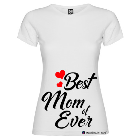 T-SHIRT DONNA PERSONALIZZATA BEST MOM OF EVER COLORE BIANCO