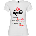 T-SHIRT DONNA PERSONALIZZATA SPIRITOSA QUEEN COLORE BIANCO