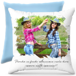 Cuscino personalizzato crazy friend amicizia Italian Style Diffusion ® colore azzurro