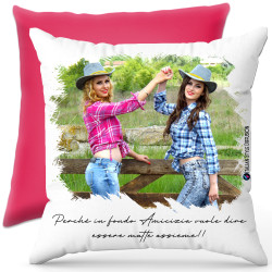Cuscino personalizzato crazy friend amicizia Italian Style Diffusion ® colore rosa fucsia